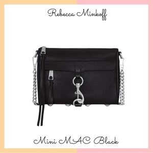 Rebecca Minkoff Black & Silver Mini MAC Leather Crossbody Bag